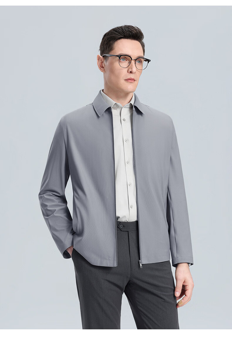 ROMON 【UPF50+】Men's Sun Protection Jacket Spring Summer New High Elastic Breathable Comfortable Business Casual Polo Collar Coat 22