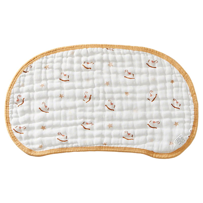 Aibaoshi Baby Cloud Pillow, Infant Pillow, 10-Layer Pure Cotton Gauze Pillowcase, Newborn Flat Pillow, Anti-Colic Blanket, Rocking Horse S203