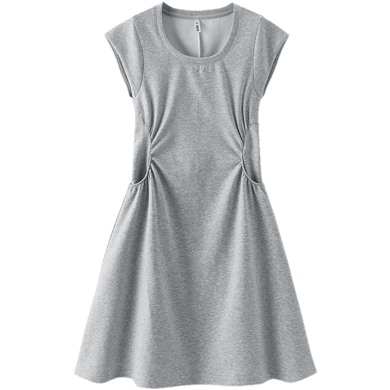 Semir Women's Summer Dress U-Neck Solid Color Pleated Short Sleeve Short Skirt 2026 Minimalist Design 109326114005