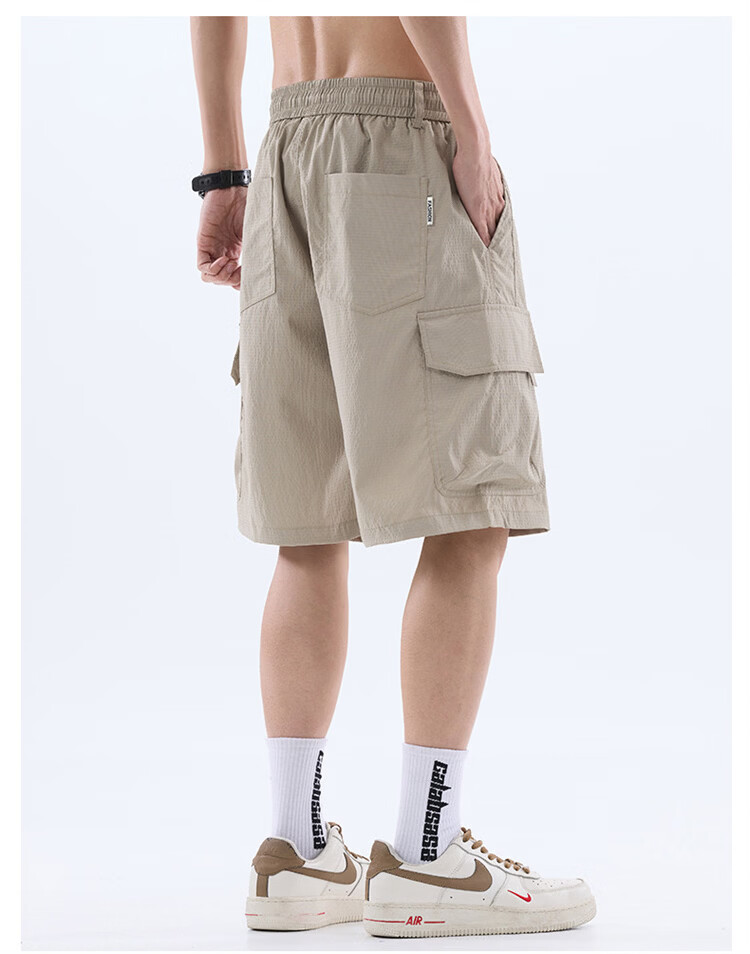 JEEP SPIRIT Men's Ice Silk Quick-Dry Shorts Summer Thin Loose Casual Sports Versatile Five-Point Pants Dark Gray M 5