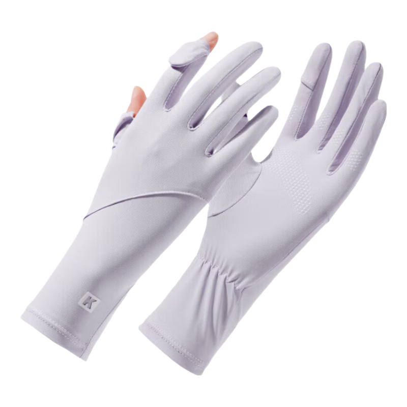 Chegui Mu Long Sun Protection Gloves for Women Summer Thin UV Protection Driving Cycling Anti-Slip Two-Finger Touchscreen Riding Gloves