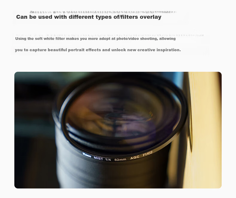 Kase White Soft Quarter Filter Soft Light Lens Soft Focus Lens Hazy Lens Portrait Beauty Lens Camera Dreamy Creative Photography Filter 67mm 9