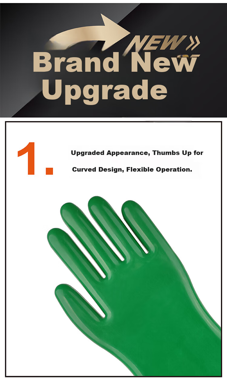 Shuang'an Acid and Alkali Resistant Gloves CX001 Natural Rubber Corrosion Resistant Laboratory Industrial Chemical Protective Work Gloves 1 Pair Long Length [45cm] One Size 4