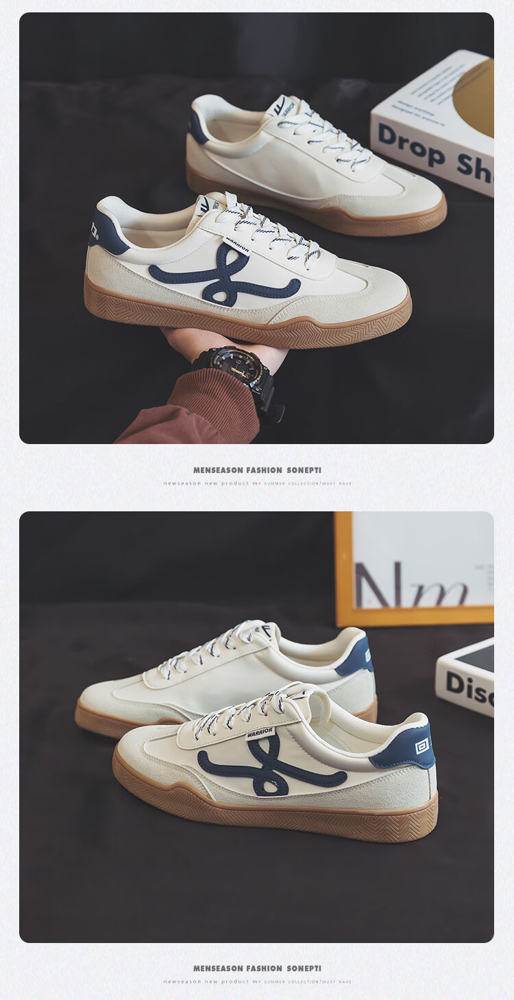 Warrior Canvas Low-top Men's Shoes Flat Casual Sneakers Fashion Couple Training Shoes 981 Beige Gray Dark Blue Size 42 18