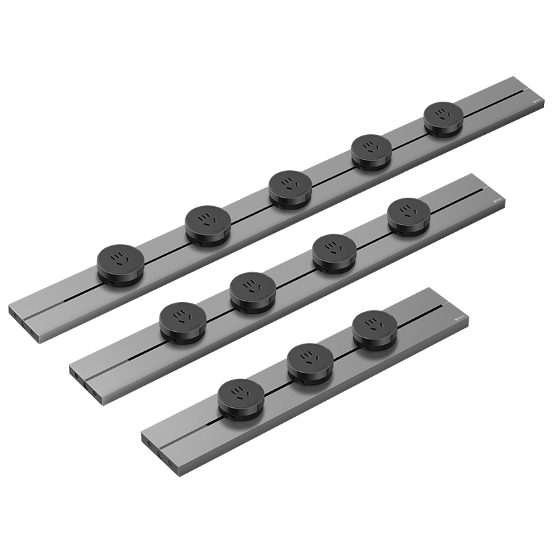BULL Master Track Socket, Movable Power Strip, Track-Type Power Strip for Sideboard, Switch Socket Panel, Slim GB3 Model, 100 Cm + 5 Five-Hole Sockets, Titanium Gray