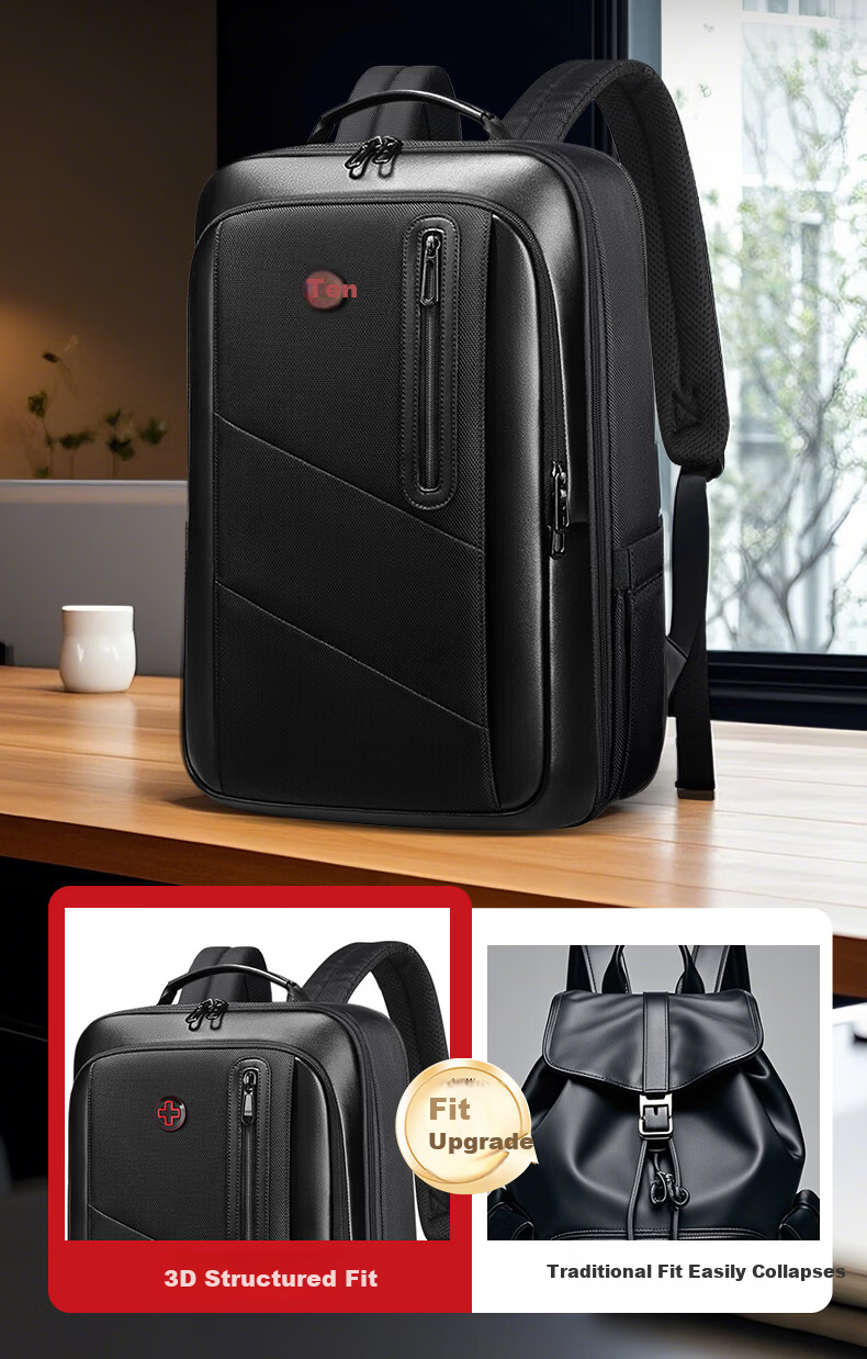 CROSSGEAR Cross Medal Business Backpack Men's Lightweight Commuter Leather Laptop Bag 16-inch Travel Bag 4