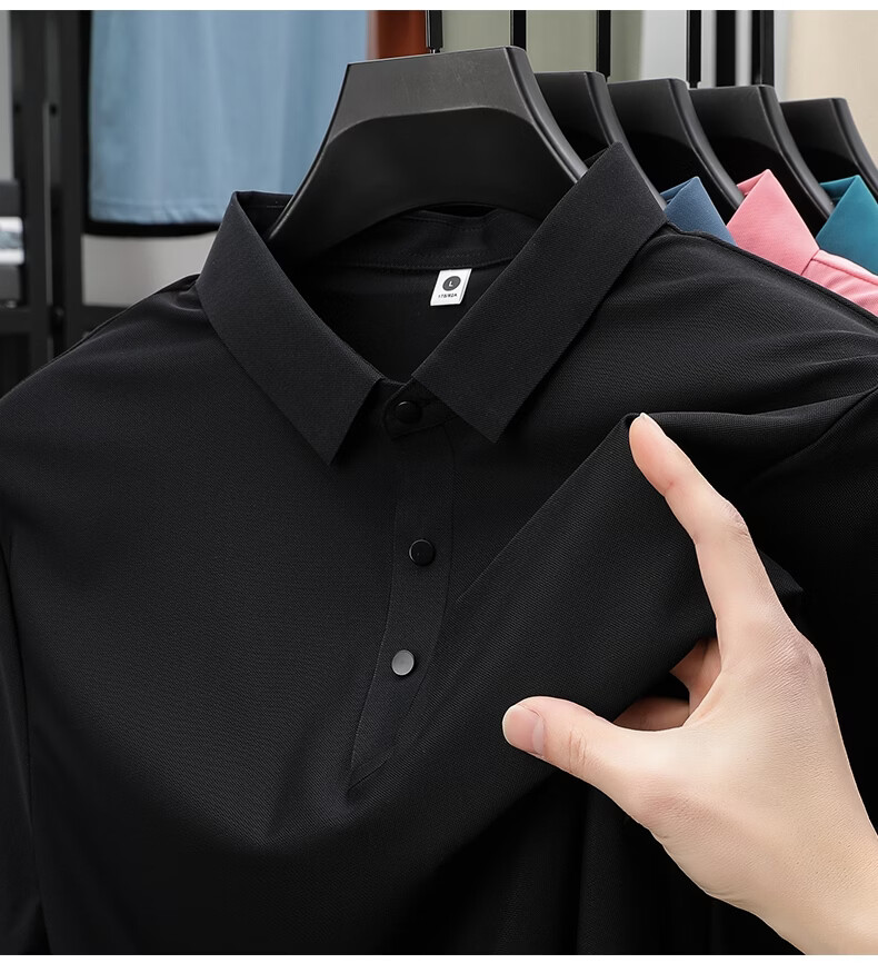 ROMON Father's Day Gift Men's Summer Ice Silk Quick-Dry UV Protection Breathable Polo Shirt Short Sleeve T-Shirt 24