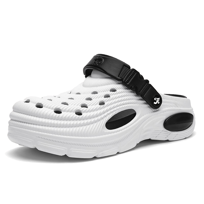 TonLion Men's Summer 2026 Hole Shoes Casual Sandals Beach Outdoor Dual-Use Slippers Fashion White Black Size 41/42
