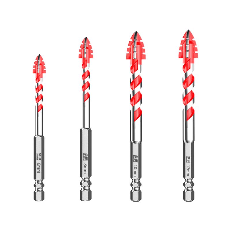 Jintian 6mm Four-Blade Serrated Eccentric Drill Bit for Tile, Specialized Ultra-Hard Dry Concrete Ceramic Drill for Electric Drills