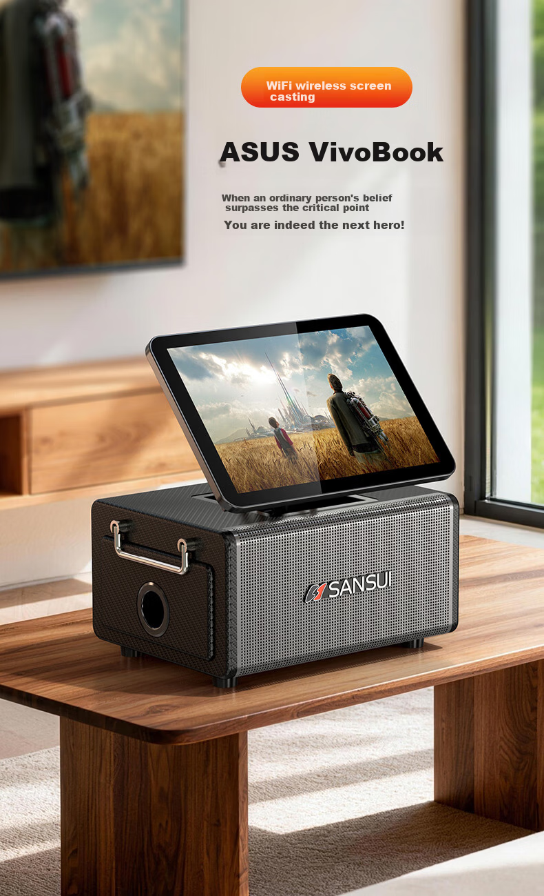SANSUI Q8 Three-Year Membership Edition Home KTV Sound System Outdoor Portable Square Dance Bluetooth Speaker with Display Home Karaoke Machine All-in-One Instrument Speaker 15