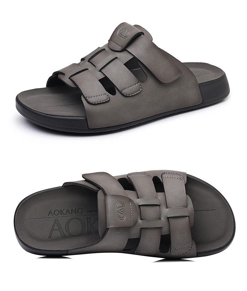Aokang Summer Men's Casual Beach Sandals Black Size 43 27