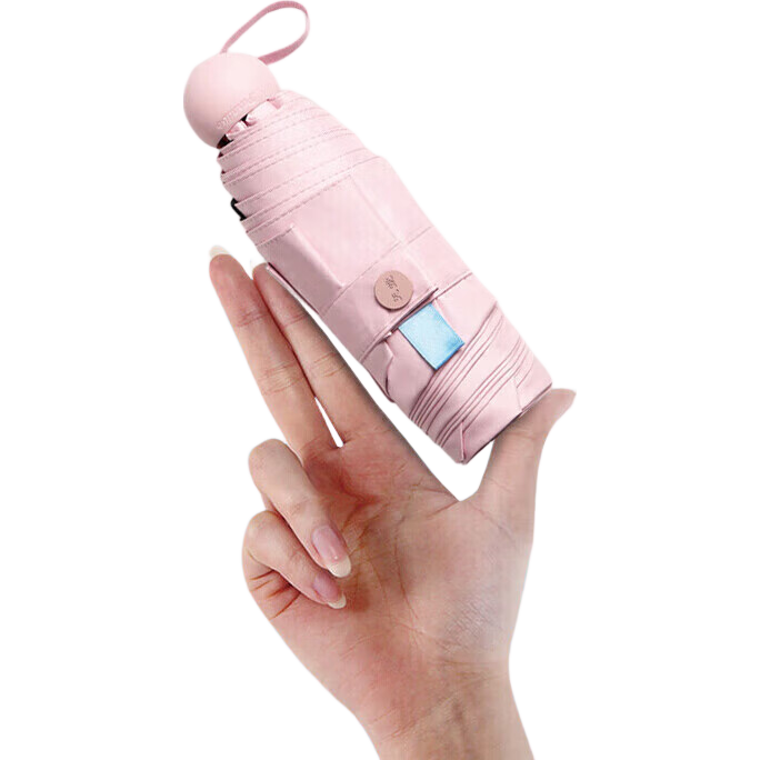 Tiantangshan UV Protection Umbrella, Five-Fold Mini Compact Portable Sunshade, Dual-Use for Sunny And Rainy Days, Fashionable Soft Cherry Pink