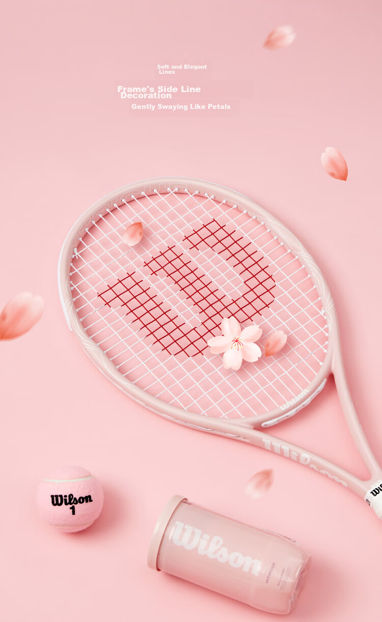 Wilson All-Carbon Integrated Cherry Blossom Pink Advanced Tennis Racket with Large Face And Shock Absorption (Racket And Grip Not Included) 3