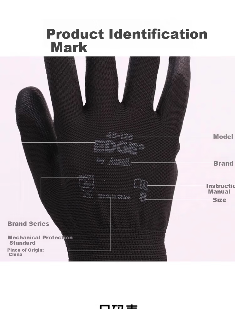 Ansell Protective Gloves, Non-Slip, Wear-Resistant, for Mechanical Processing And Handling, PU Coated, Tear-Resistant, Safety Work Gloves, 48-126 (5 Pairs), 9/L 9