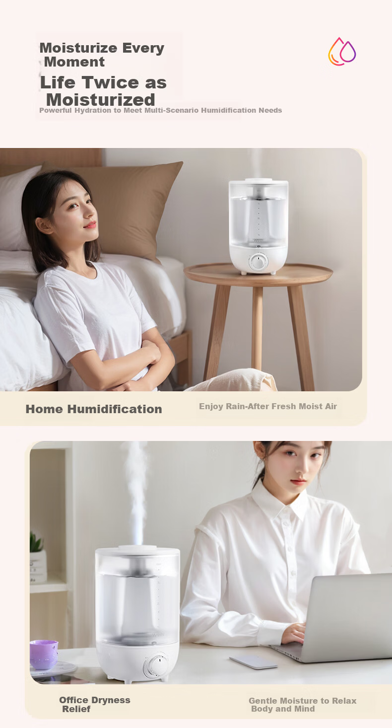 Hualing Midea Water Glow Humidifier 3.5L Home Bedroom Large Mist Quiet Small Desktop Humidifier for Pregnant Women, Babies, and Kids Gift for Girls Moisturizing 10