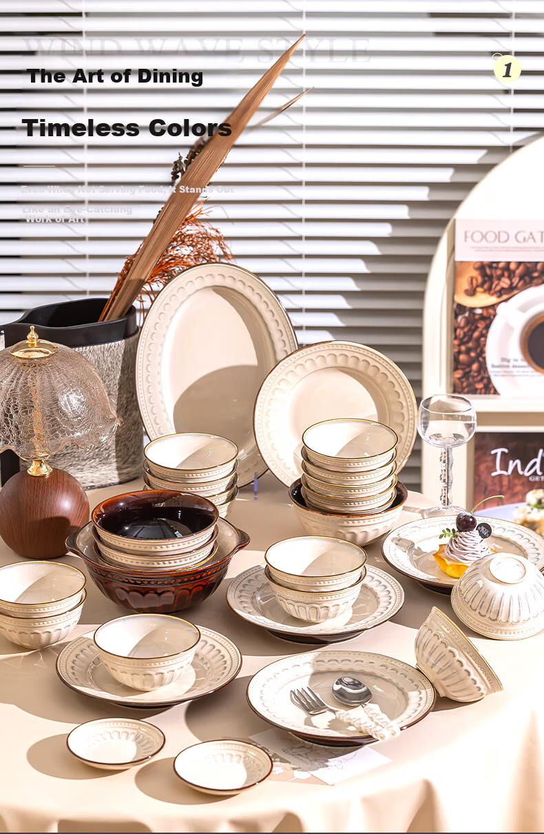 Chudi Ceramic Dinnerware Set for 4 People, 18 Pieces White Yu Home Tableware Gift Box 3