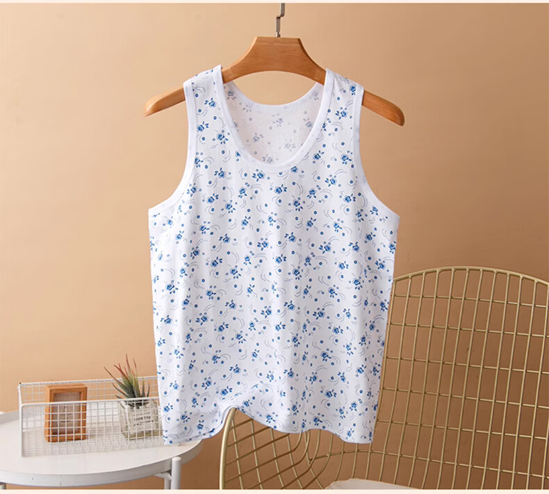 Langsha 2-Pack Cotton Vests for Middle-aged and Elderly Women, Loose Fit Thin Sleeveless Undershirts for Moms, Plus Size Elderly Sweat Shirts 14