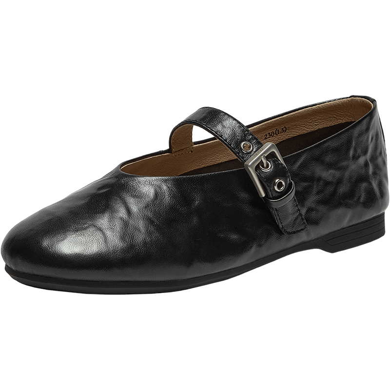 Bata Sheepskin Mary Jane Flats Women 2025 Autumn AUO01CQ5 Black Size 34