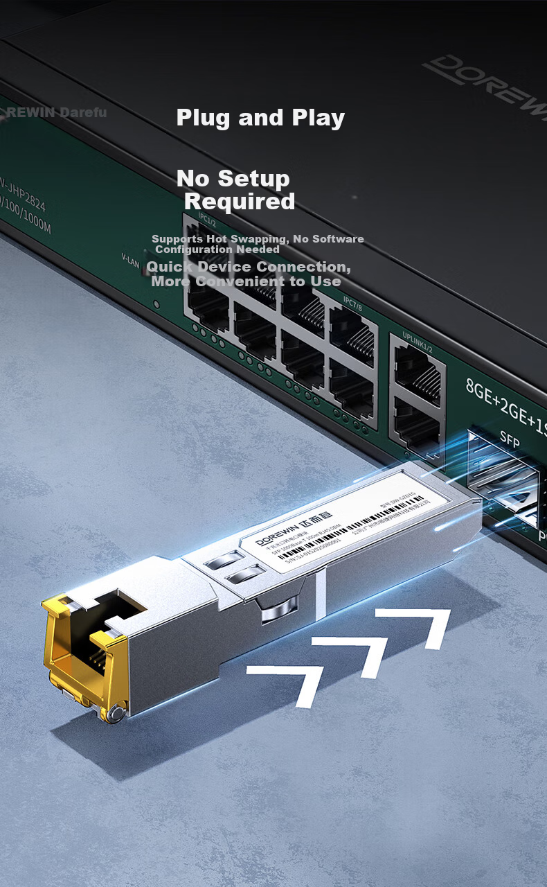 DOREWIN Gigabit Optical Module SFP Fiber Module 1G Single-mode Dual Fiber Compatible with Huawei/H3C/TP-Link LC Interface SM1310 20km Single Pack 6