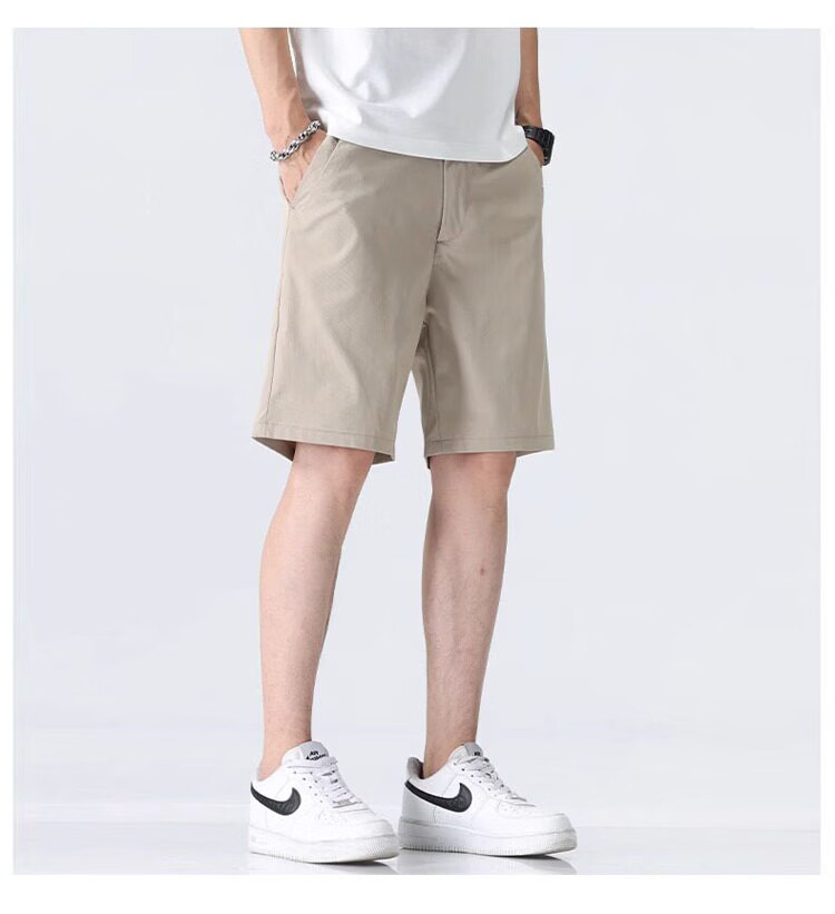ROMON Men's Summer Thin Business Casual Straight Five-Point Khaki Shorts M 7