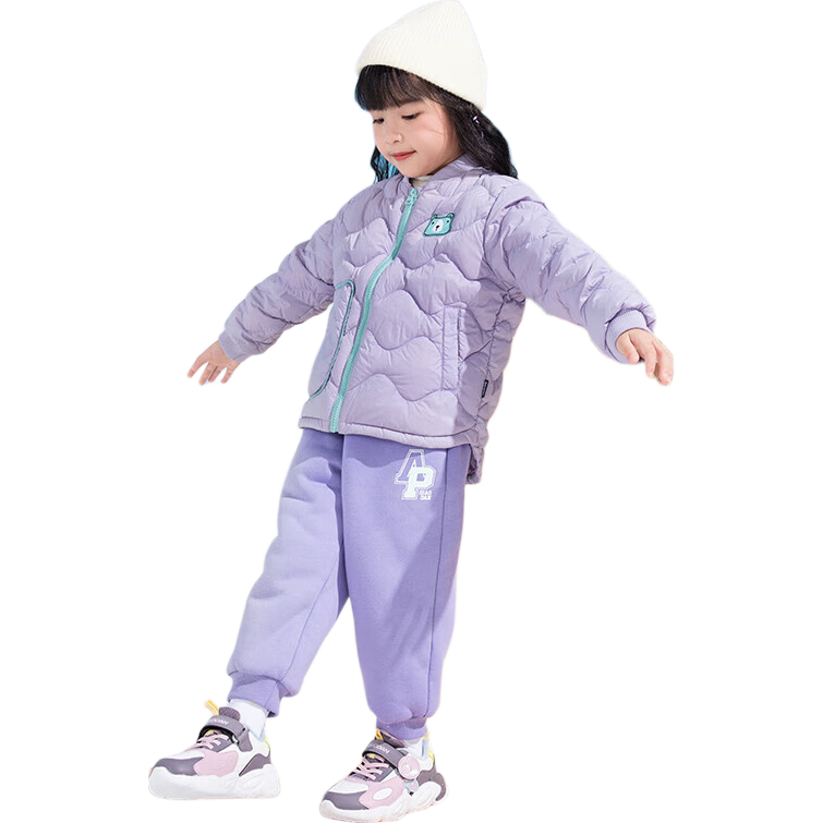 QIAODAN Girls' Fleece-Lined Casual Sneakers Toddler Autumn Winter Warm Cotton Shoes Kids' Shoes - Size 29