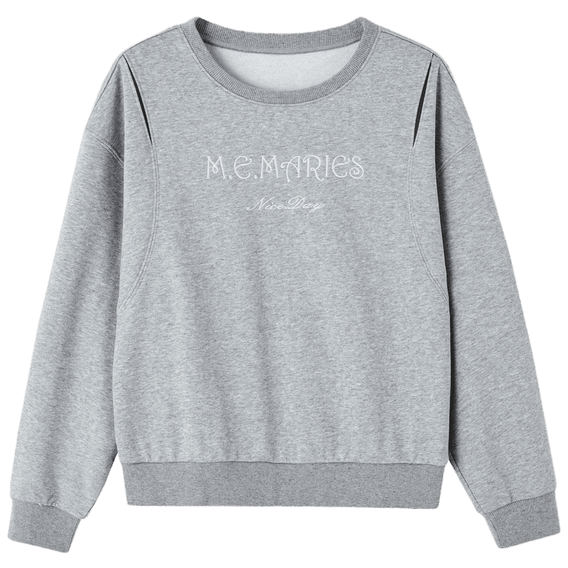 MT Cloud Sweatshirt Spring Lightweight Breathable Cloud Cotton Hollow Letter Embroidery Loose Fit Flattering Women's Top