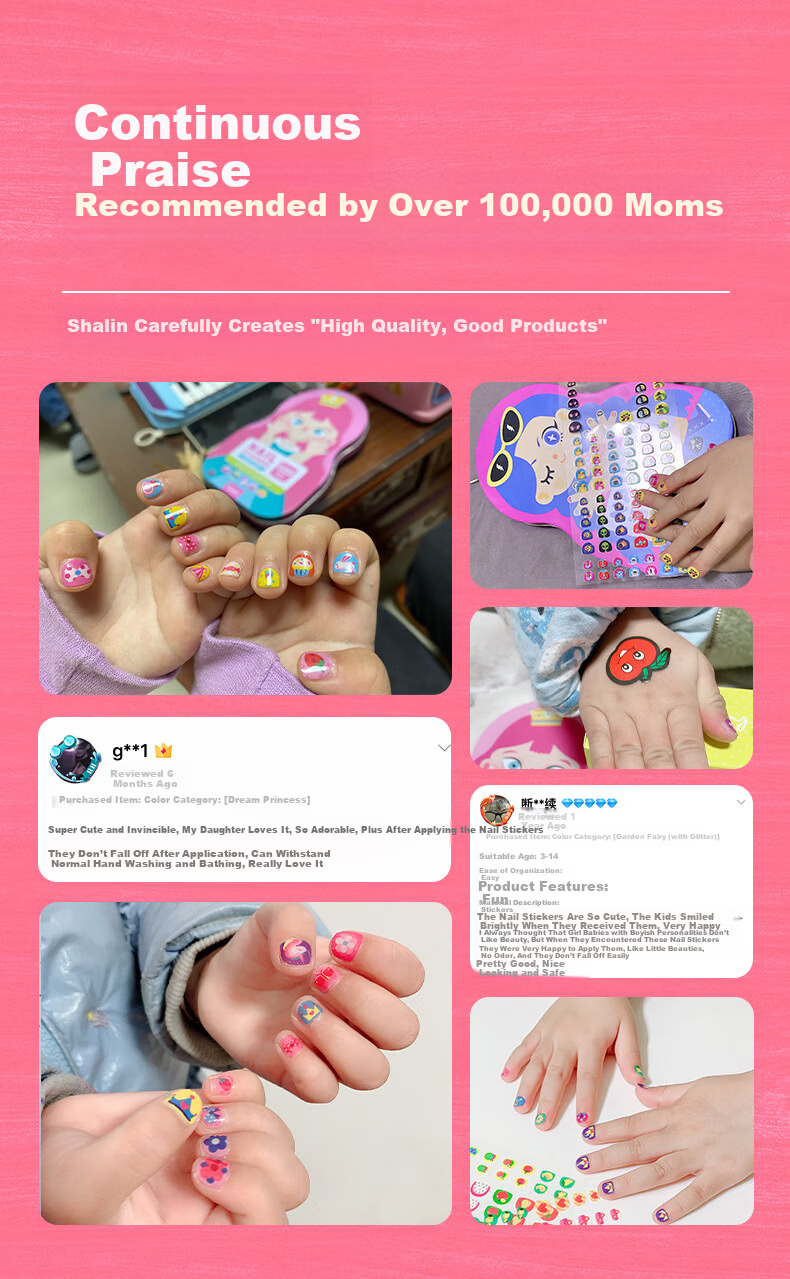 SAALIN Children's Cartoon Nail Stickers Nail Polish Set Waterproof Safe Peelable Princess Girl Toy Gift 6