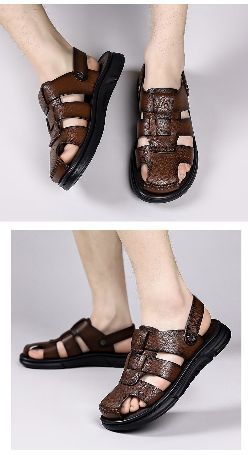 Aokang Summer Men's Casual Beach Sandals Black Size 41 16