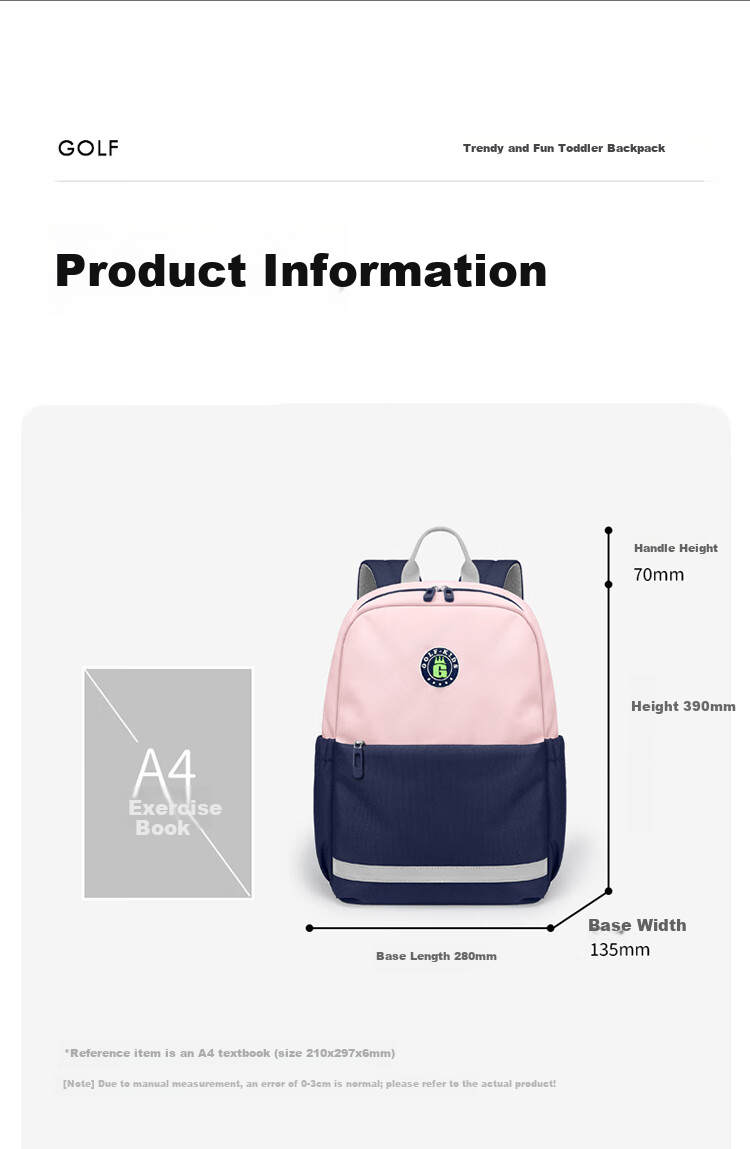 GOLF Kids Lightweight School Backpack Elementary Student Outdoor Unisex Travel Sports Bag High-Value Lightweight Design 20