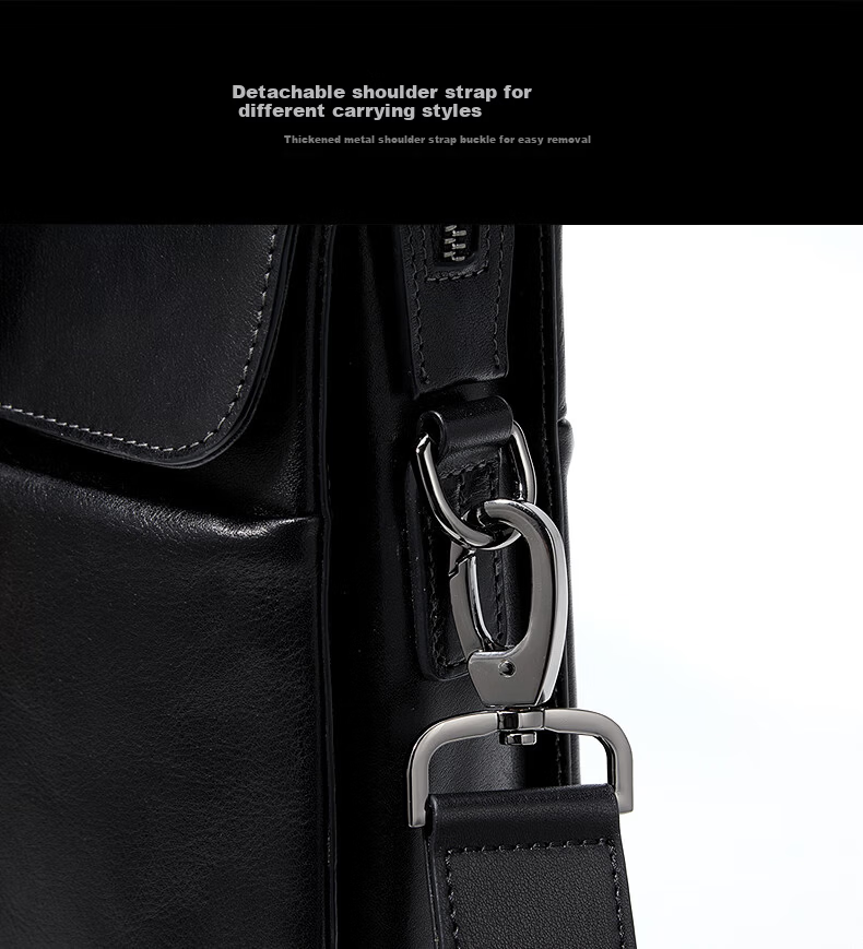BVP Business Casual Leather Briefcase for Men Large Capacity Laptop Bag Shoulder Crossbody Bag 15