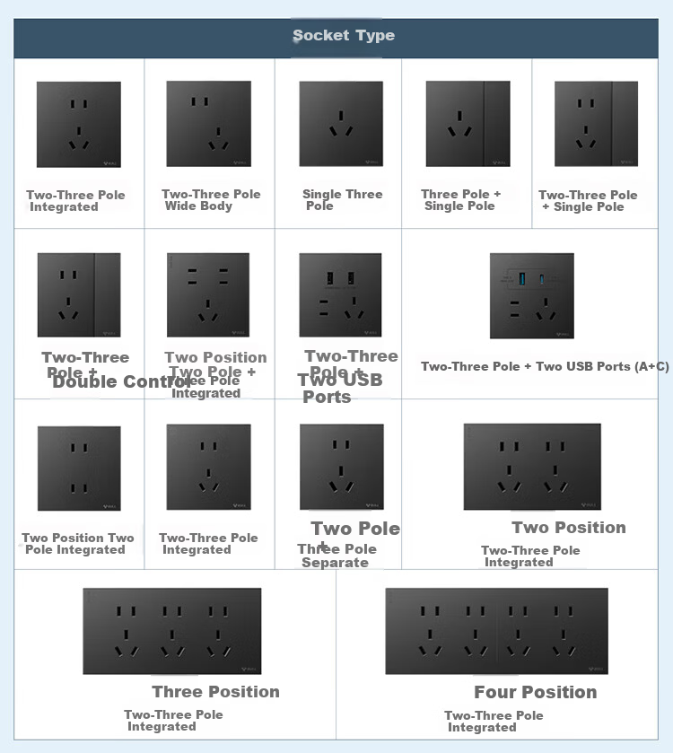 BULL Switch Socket G57 Butterfly Ultra-Thin Series Two-Gang Multi-Control Large Panel Switch G57K214 Ink Cloud Gray 16