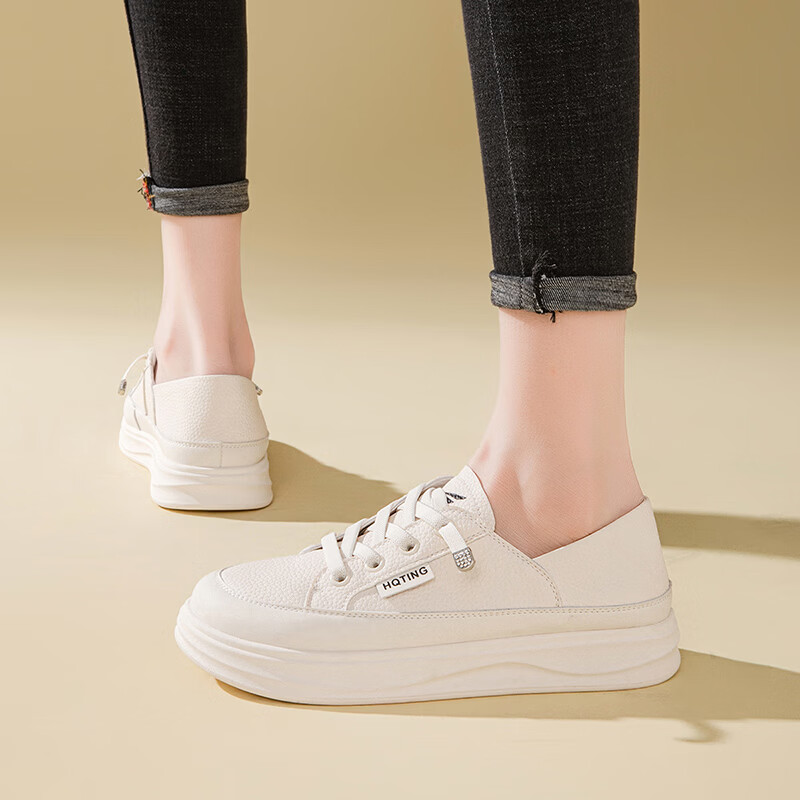 Red Dragonfly Women's Fashion Casual Slip-On Classic White Sneakers WPB14032 Beige Size 37
