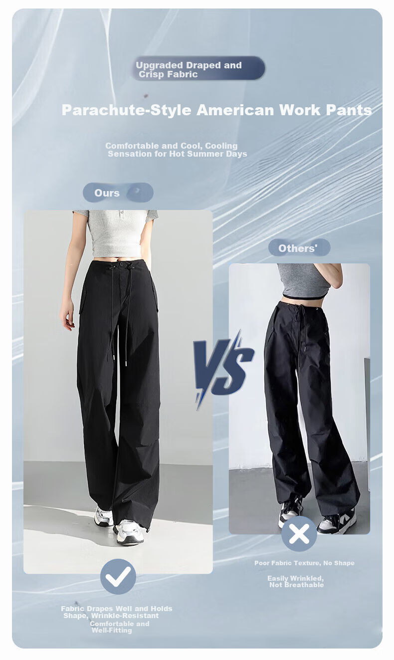 FitonTon Women's Work Pants 2025 Autumn Winter New Drawstring Pleated High Waist Loose Casual Draped Straight-Leg Pants 3