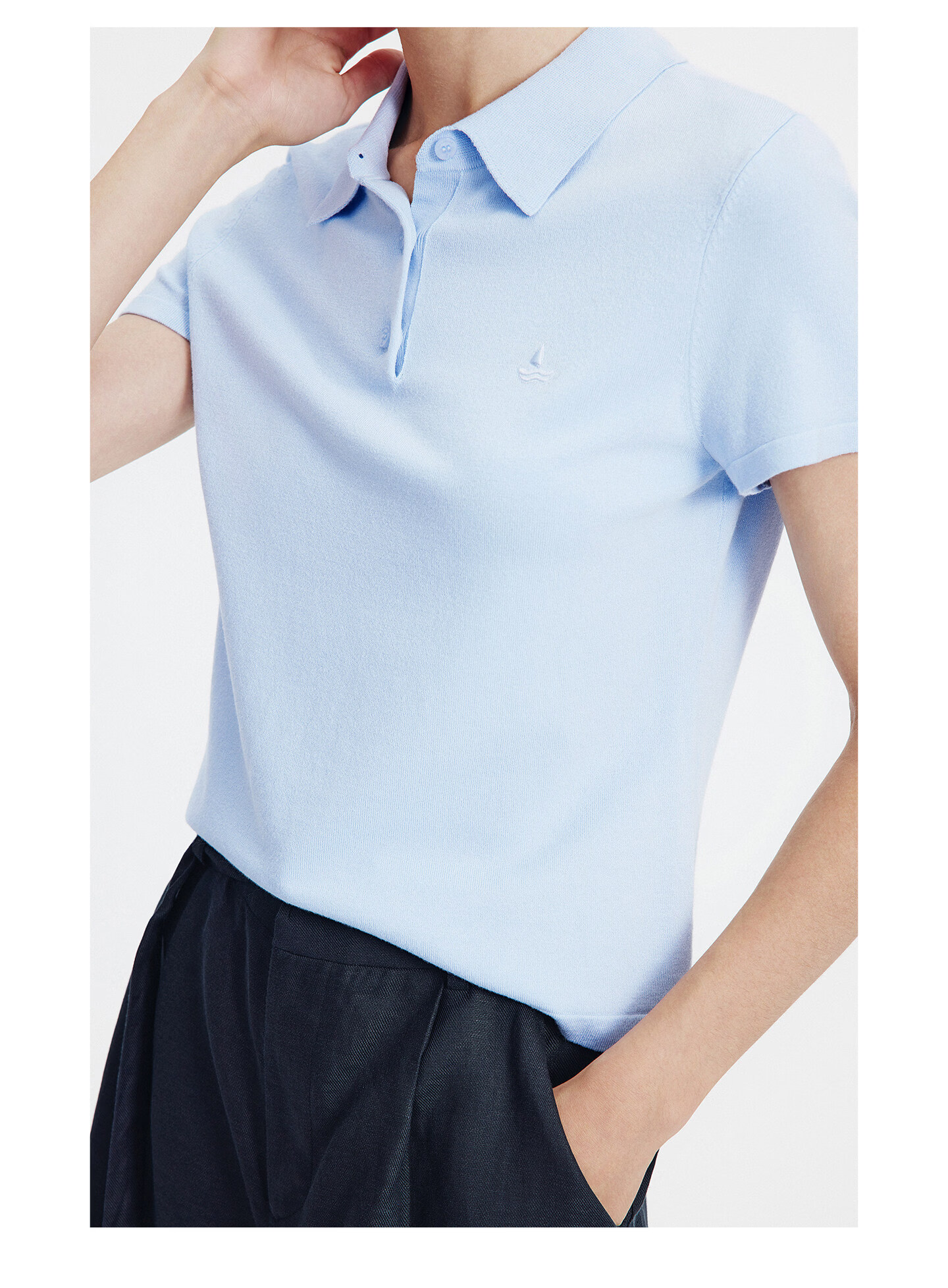 Navigare Slim Fit Small Sailboat Short Sleeve Polo Shirt 26 New Summer Solid Color High Elastic Knit 2325526520 XL 50