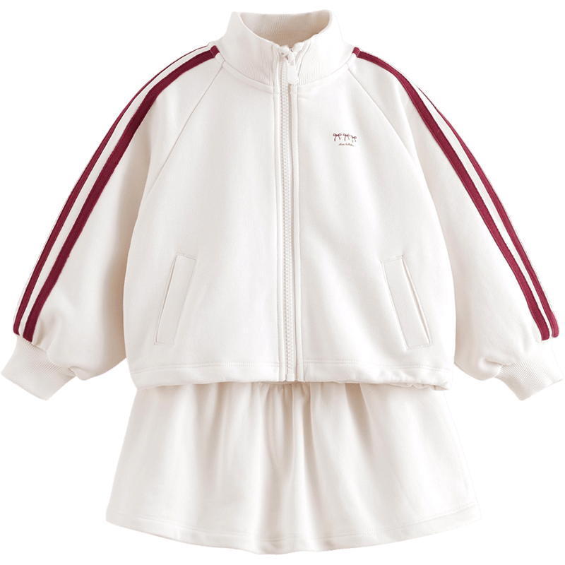 MARC&JANIE Girls' Stand-Collar Sweatshirt And Skirt Sports Set, Children's Outfit, Spring 2026 Collection, 250159