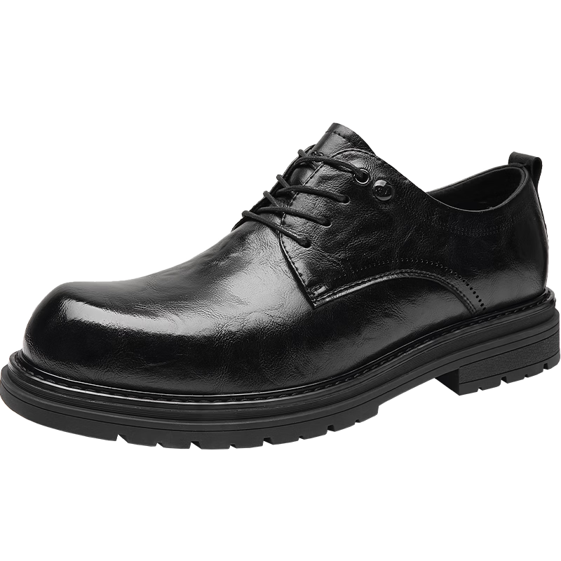 HLA Men's Business Dress Shoes Thick Sole Height Increasing Casual Derby Shoes HAAPXM3EAO217 Black Size 44