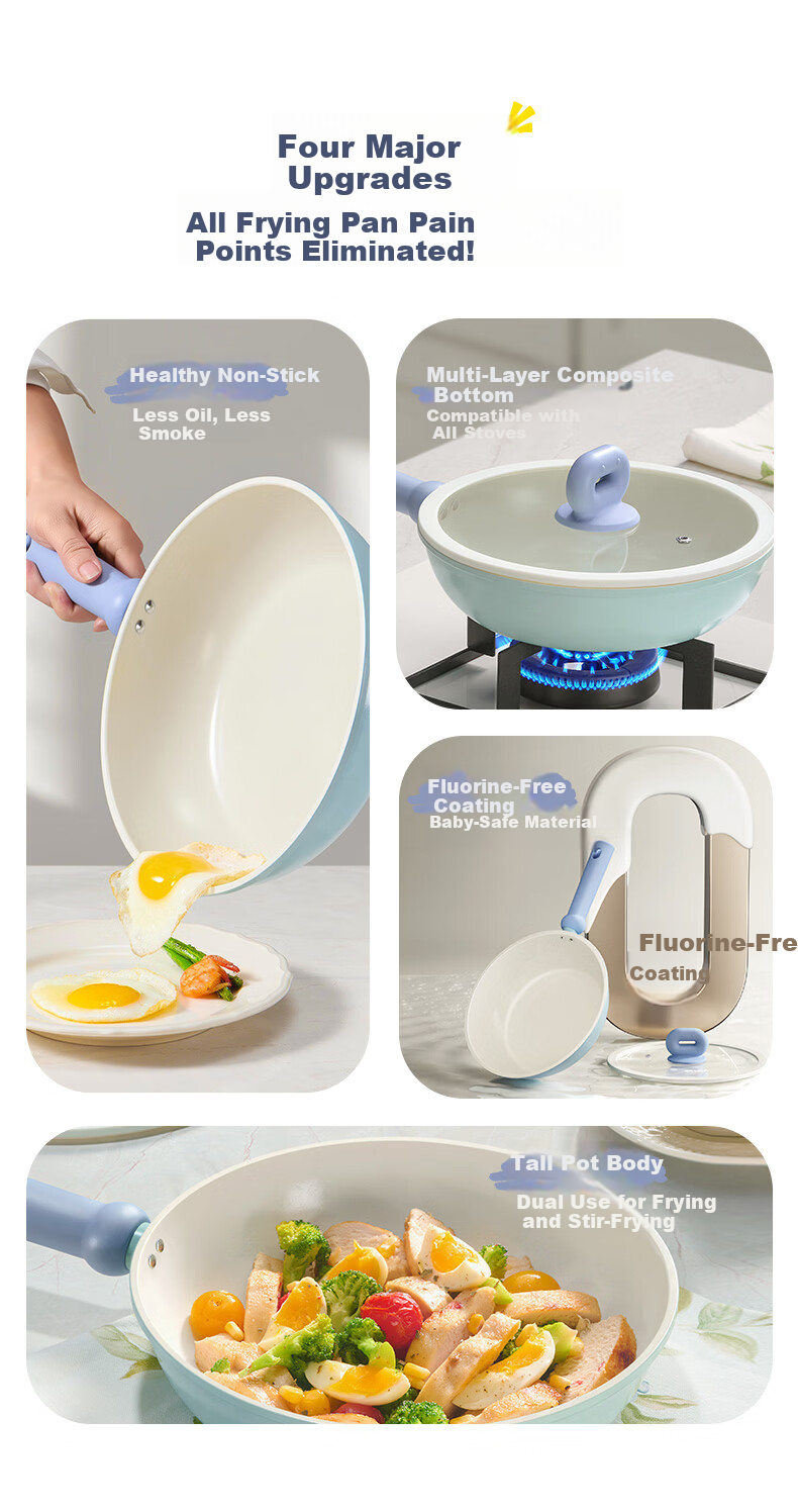 Sacon 26CM Non-Stick Ceramic Frying Pan Steak Pan Baby Food Cooking Pan Universal for Electric and Gas Stoves 4