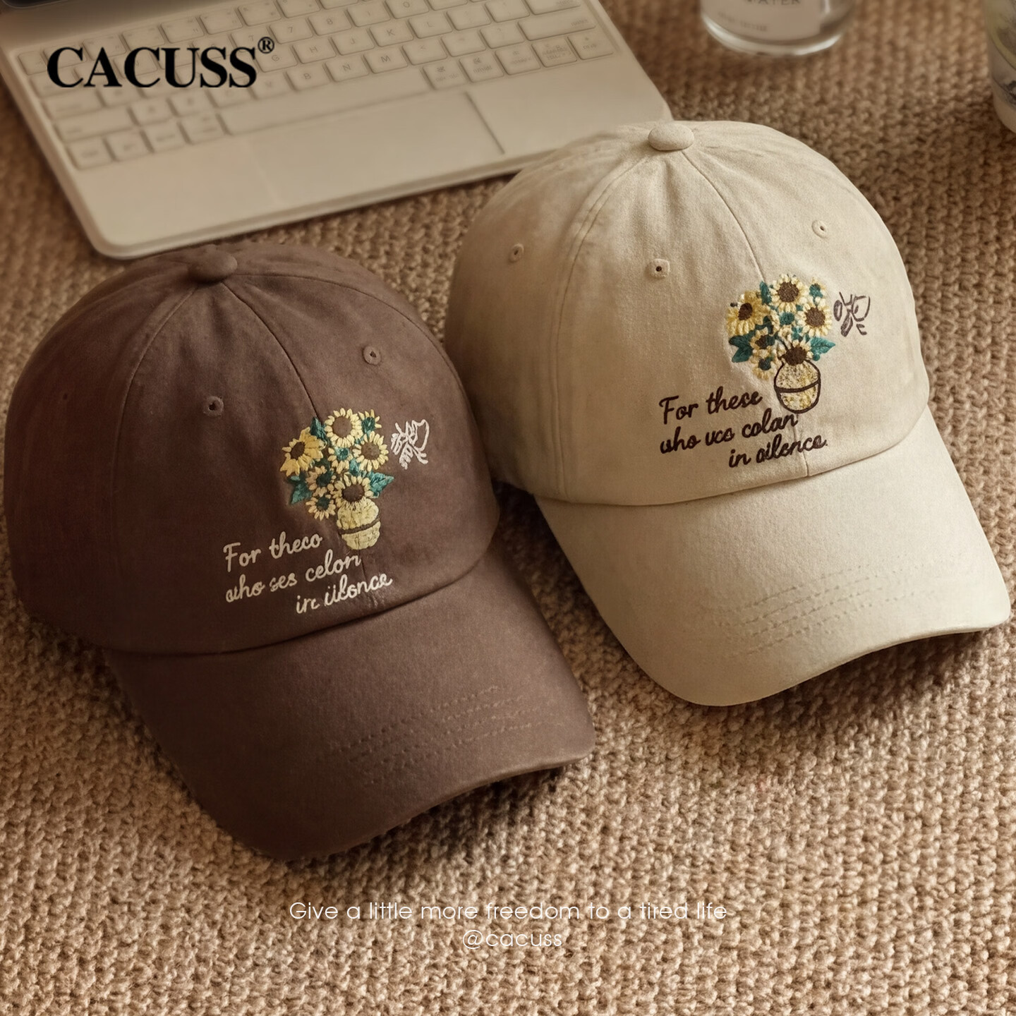 CACUSS Women's Duckbill Cap Spring Summer Baseball Cap Pure Cotton Soft Top Face Slimming Outdoor Sun Hat Brown