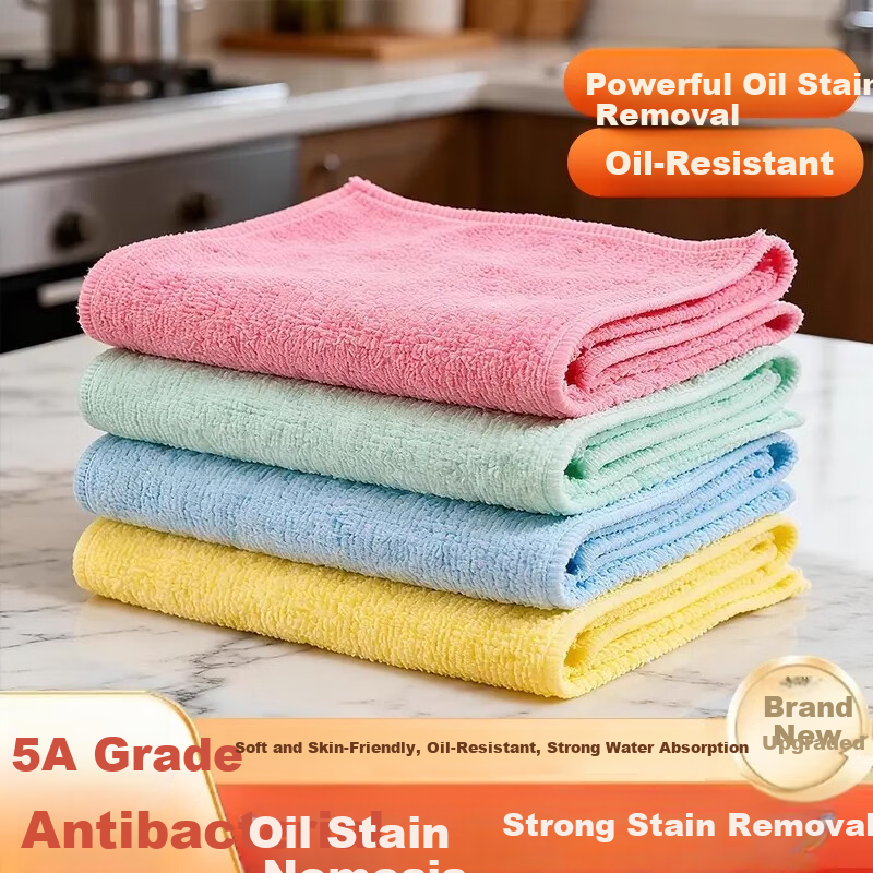 Ruilaida Kitchen Dishcloths and Cleaning Cloths, 5-Star Antibacterial, Oil-Resistant, Easy to Clean, Highly Absorbent, Thickened, Pack of 3
