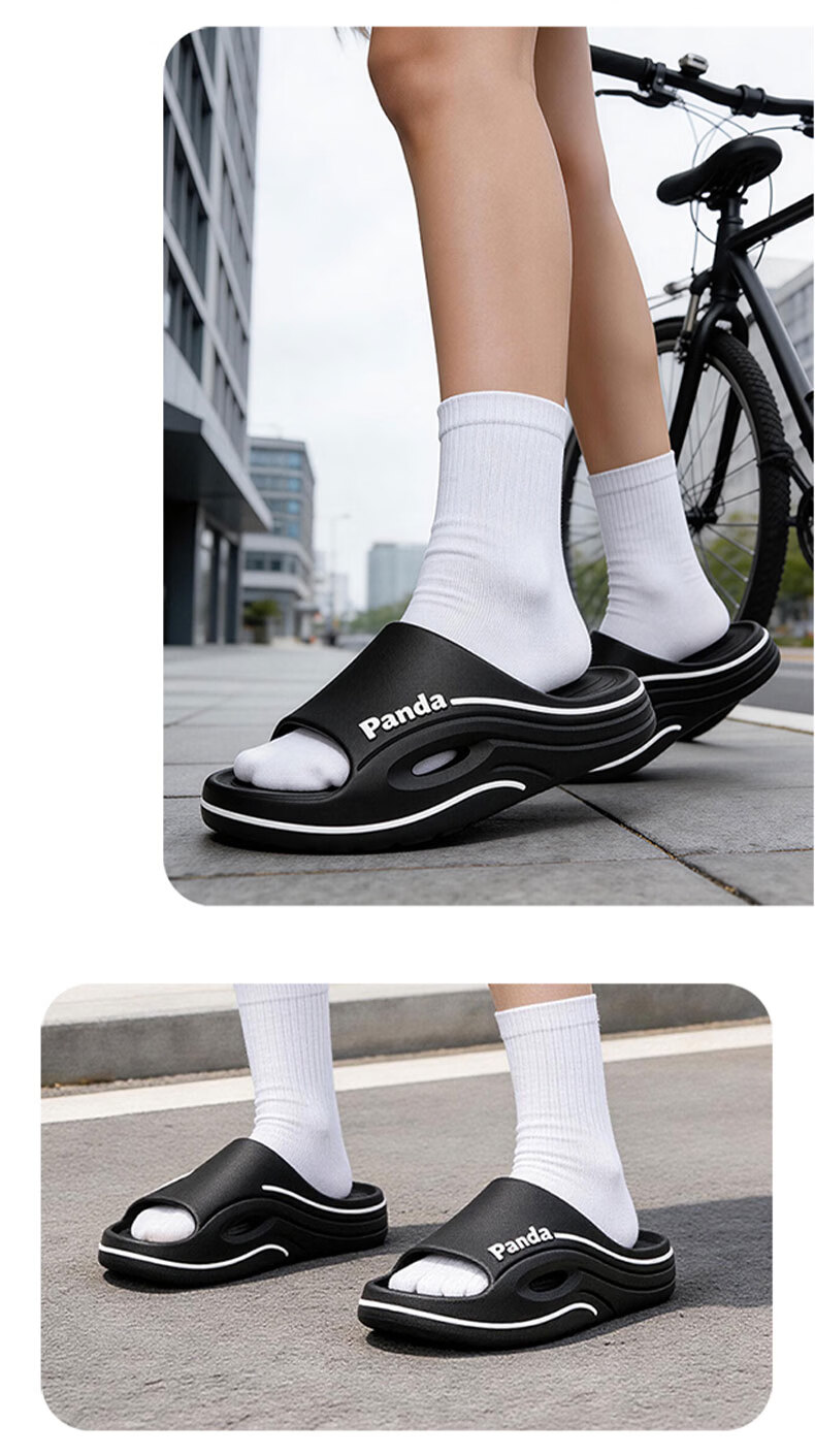 HIPANDA Men's Thick Sole Slippers Outdoor Sports Non-Slip EVA Durable Home Outdoor Beach Sandals Women's Slides 11