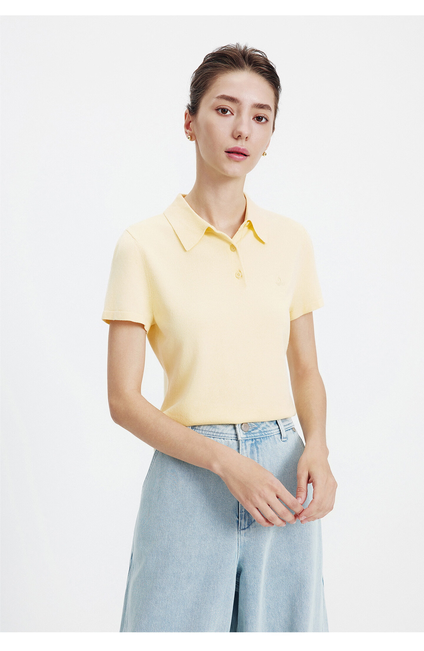 Navigare Slim Fit Small Sailboat Short Sleeve Polo Shirt 26 New Summer Solid Color High Elastic Knit 2325526520 XL 36