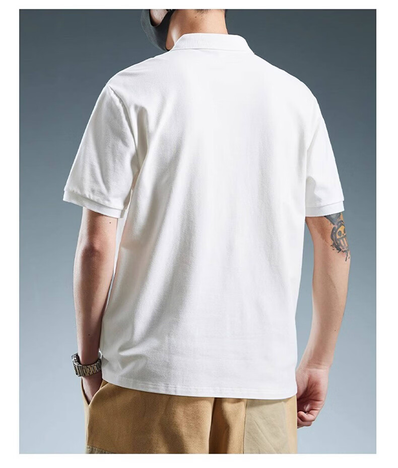 Jeanswest Men's Short Sleeve Polo Shirt 2026 Summer New Pure Cotton Loose Casual T-Shirt Base Shirt Black 4XL 18