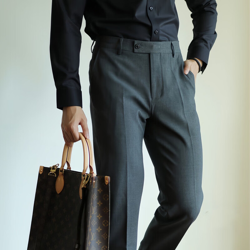 PLAYBOY Wrinkle-Resistant Non-Iron Slim Fit Stretch Breathable Straight-Leg Business Pants for Men Spring Summer All-Season