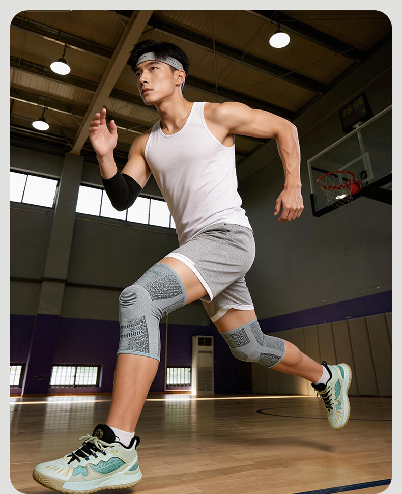 JEEP Knee Pads Sports Unisex Basketball Anti-Collision Running Fitness Breathable Adult Silicone Support Knee Pads Green L 9