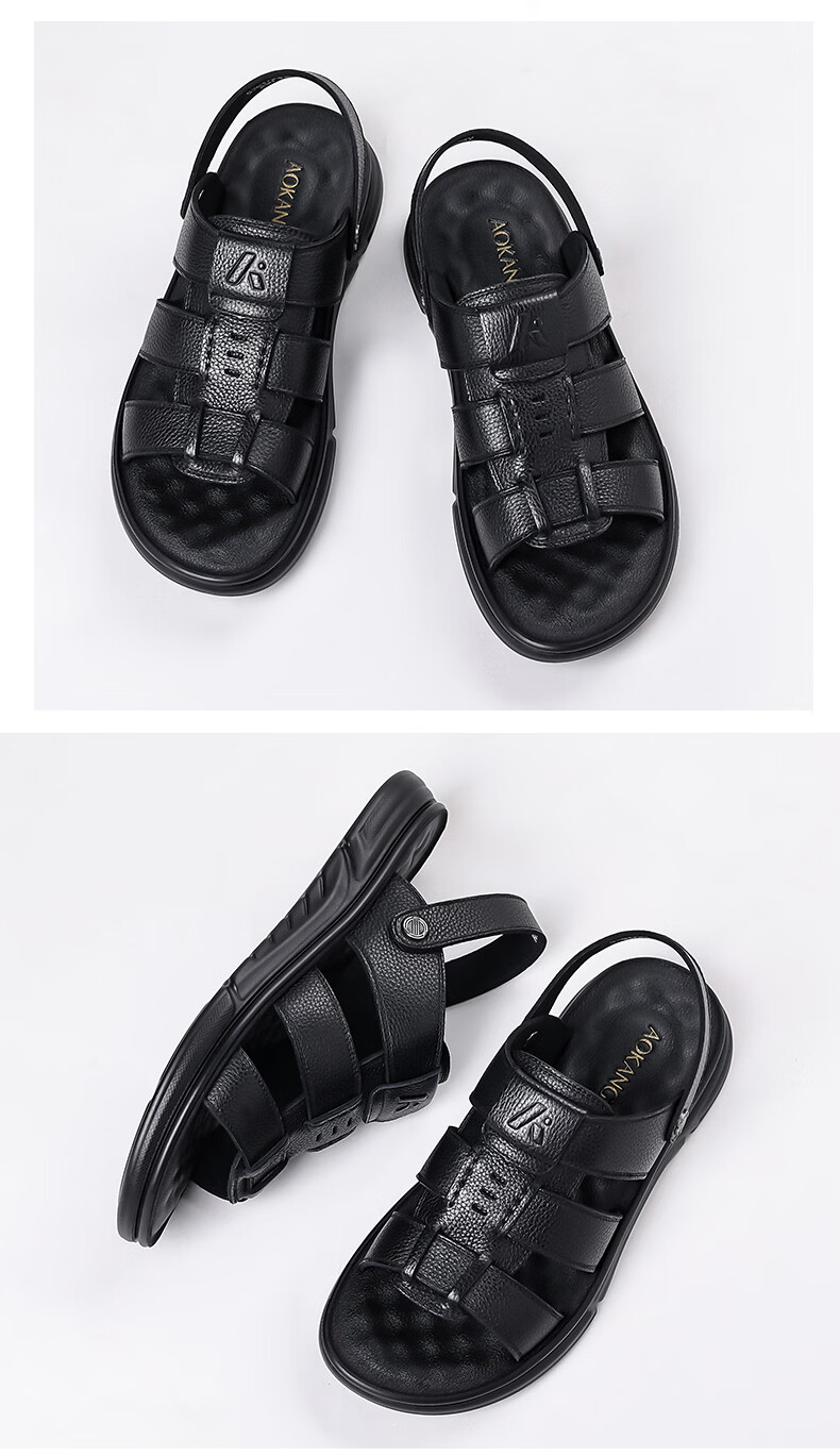 Aokang Summer Men's Casual Beach Sandals Black Size 38 22
