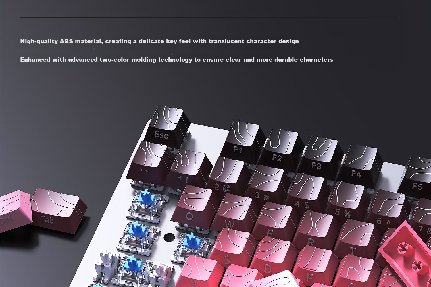 AOC GK200 Mechanical Keyboard Contour Side-Printed Wired Gaming Keyboard Hot-Swappable RGB Backlit 87-Key Anti-Ghosting Blackberry Pink Tea Switch 13