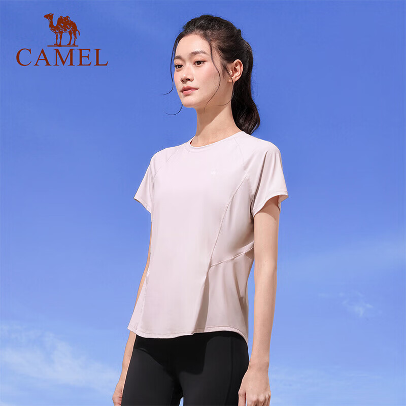CAMEL Women's Ice Cooling Sports T-Shirt Quick-Dry Breathable Fitness Running Short Sleeve Y26BAWL6025 Dream Pink S