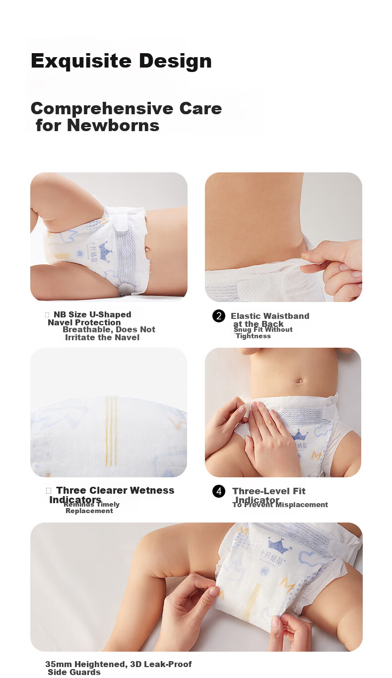 October Crystal Probiotic Luxury Soft Diapers Probiotic Ultra-Thin Breathable Newborn Diapers Size S 34 Pieces 15