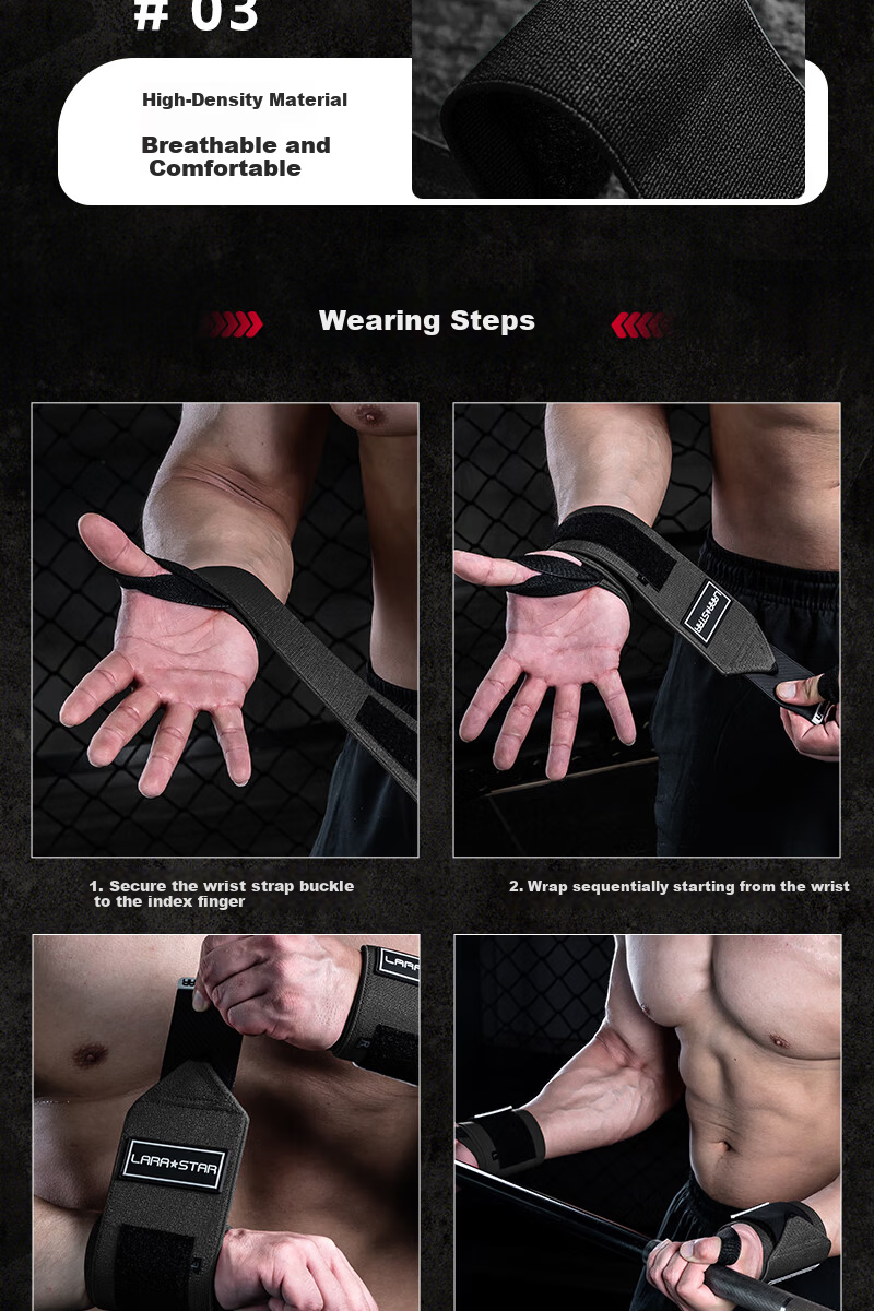 Laura Star Fitness Wrist Wraps Bench Press Wrist Support Weightlifting Training Anti-Sprain Sports Bandage Black [JD Exclusive] 6