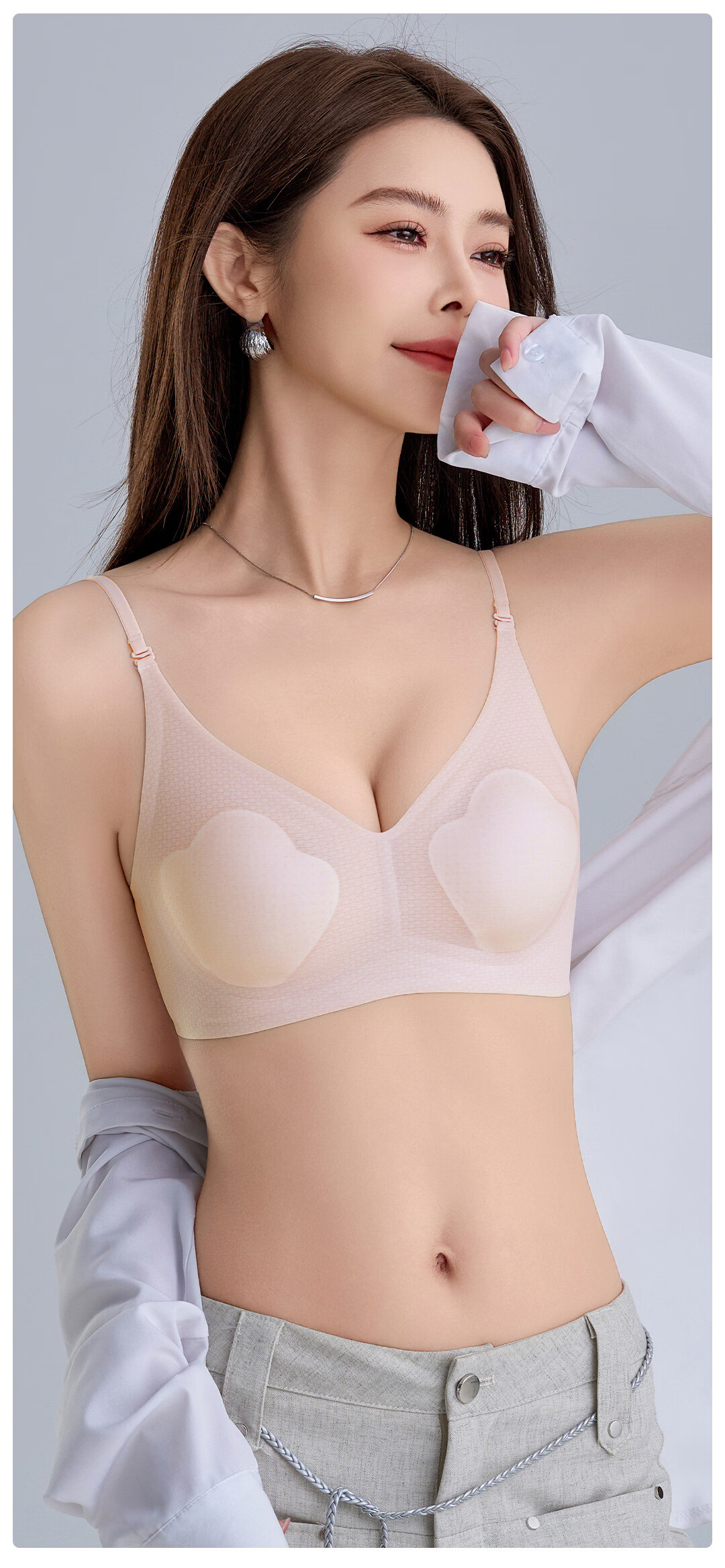 KJ Premium Seamless Cooling Ice Silk Comfortable Breathable Underwear Large Bust Minimizing Summer Thin Cat Claw Cup Bra Gift Box 12